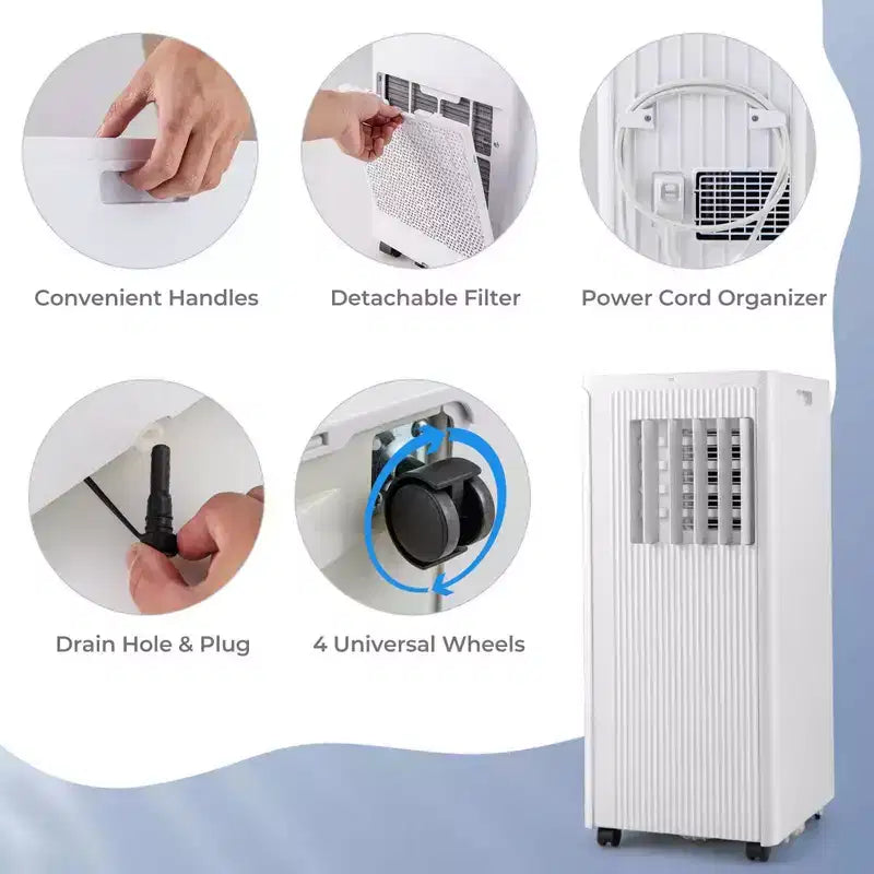 Costway 7100 BTU (10000 BTU ASHRAE) Portable Air Conditioner 3-in-1 10000 BTU AC Unit with Dehumidifier and Cool and Fan