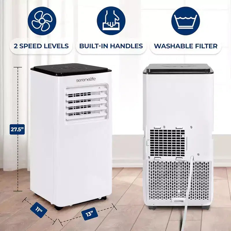 SereneLife SLACP803 Portable Air Conditioner with Dehumidifier & Fan  8000 BTU (White & Black)