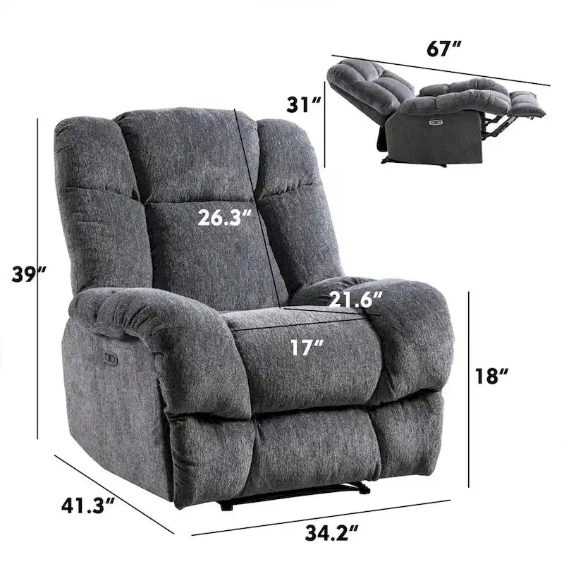 Sillón reclinable estándar motorizado de chenilla
