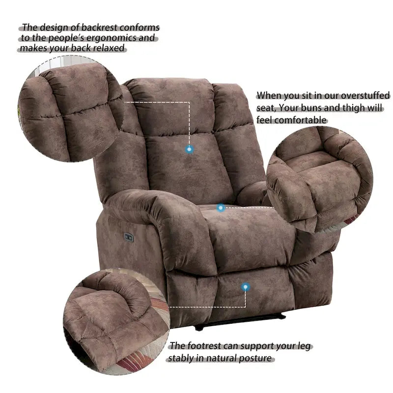 Sillón reclinable estándar motorizado de chenilla