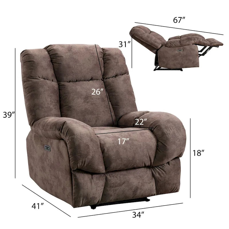 Sillón reclinable estándar motorizado de chenilla