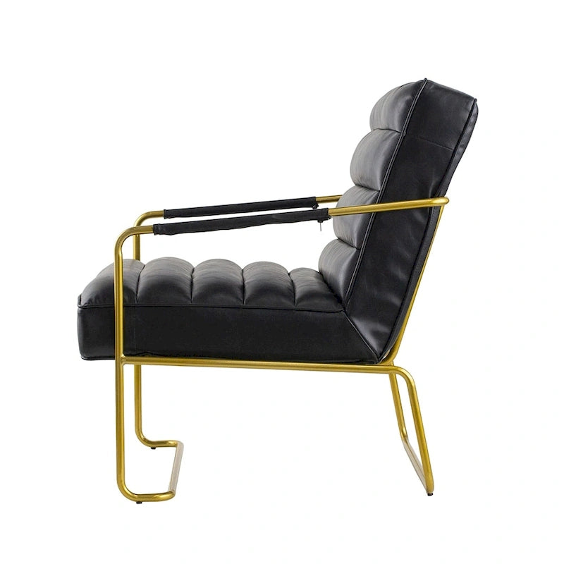 Silla negra de 30 pulgadas con marco dorado
