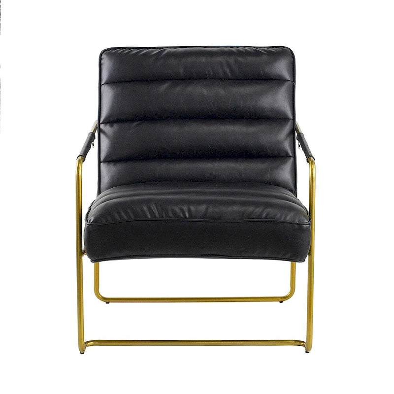 Silla negra de 30 pulgadas con marco dorado