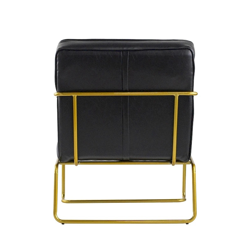 Silla negra de 30 pulgadas con marco dorado