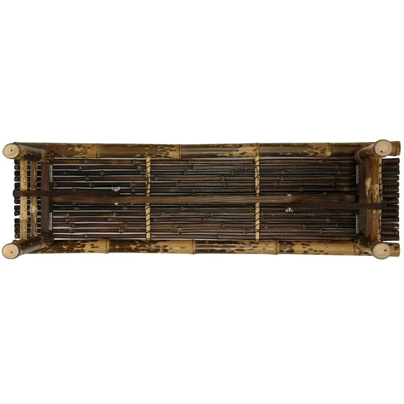 Banco plegable artesanal de bambú oscuro estilo japonés de 1,2 m - 47,00 An. x 14,00 Pr. x 15,75 Al.