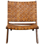 Sillón de cuero marrón con tejido de cesta