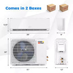 Costway 18000BTU Wifi Enabled Mini Split Air Conditioner & Heater with Heat Pump White/Black