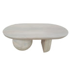 Mesa de centro de 38 pulgadas, tapa oblonga de madera de mango con patas esféricas modernas