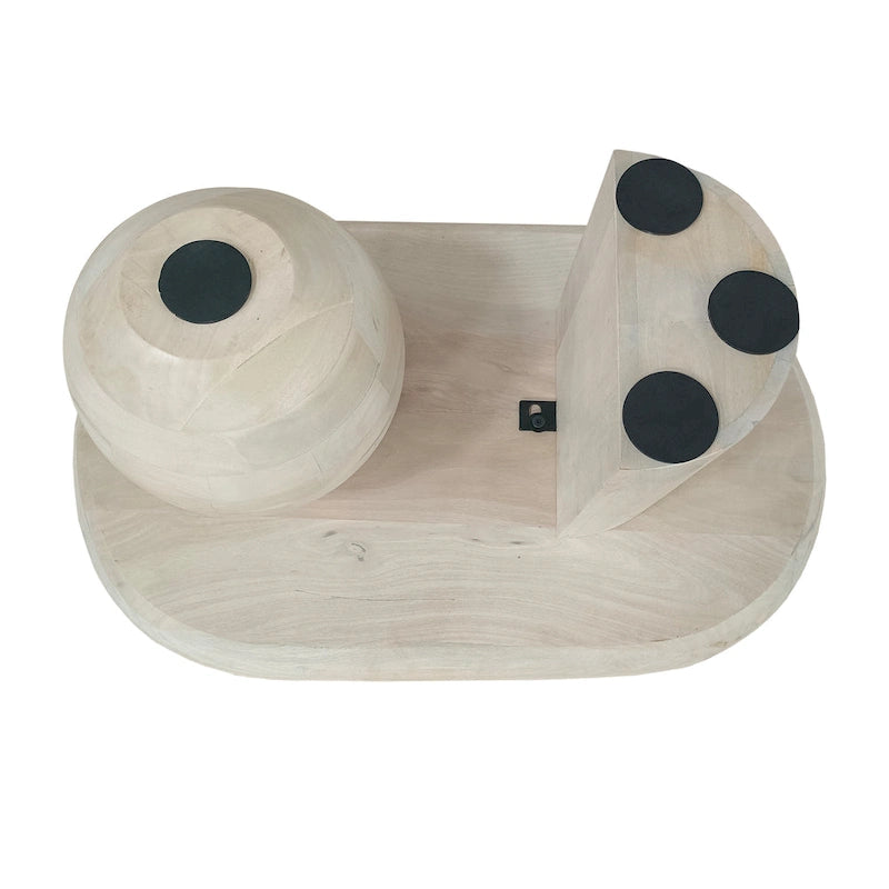 Mesa de centro de 38 pulgadas, tapa oblonga de madera de mango con patas esféricas modernas