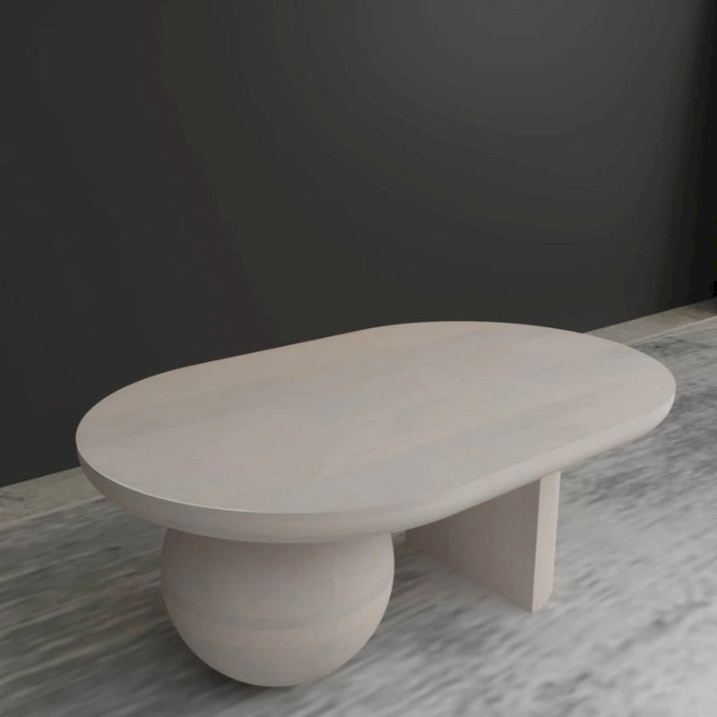 Mesa de centro de 38 pulgadas, tapa oblonga de madera de mango con patas esféricas modernas