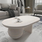 Mesa de centro de 38 pulgadas, tapa oblonga de madera de mango con patas esféricas modernas