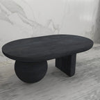 Mesa de centro de 38 pulgadas, tapa oblonga de madera de mango con patas esféricas modernas
