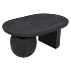 Mesa de centro de 38 pulgadas, tapa oblonga de madera de mango con patas esféricas modernas
