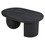 Mesa de centro de 38 pulgadas, tapa oblonga de madera de mango con patas esféricas modernas