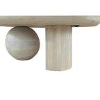 Mesa de centro de 38 pulgadas, tapa oblonga de madera de mango con patas esféricas modernas
