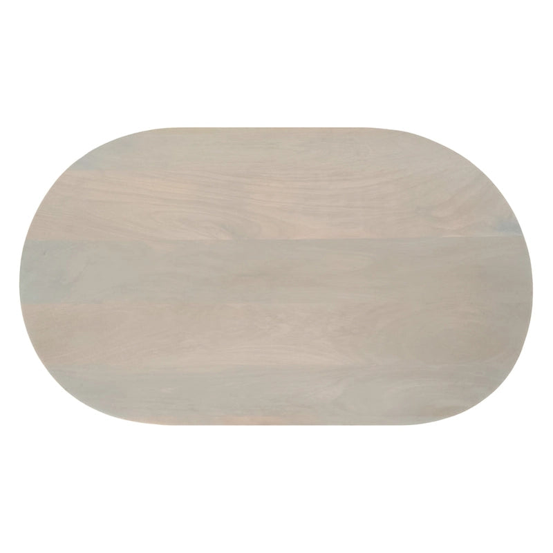 Mesa de centro de 38 pulgadas, tapa oblonga de madera de mango con patas esféricas modernas