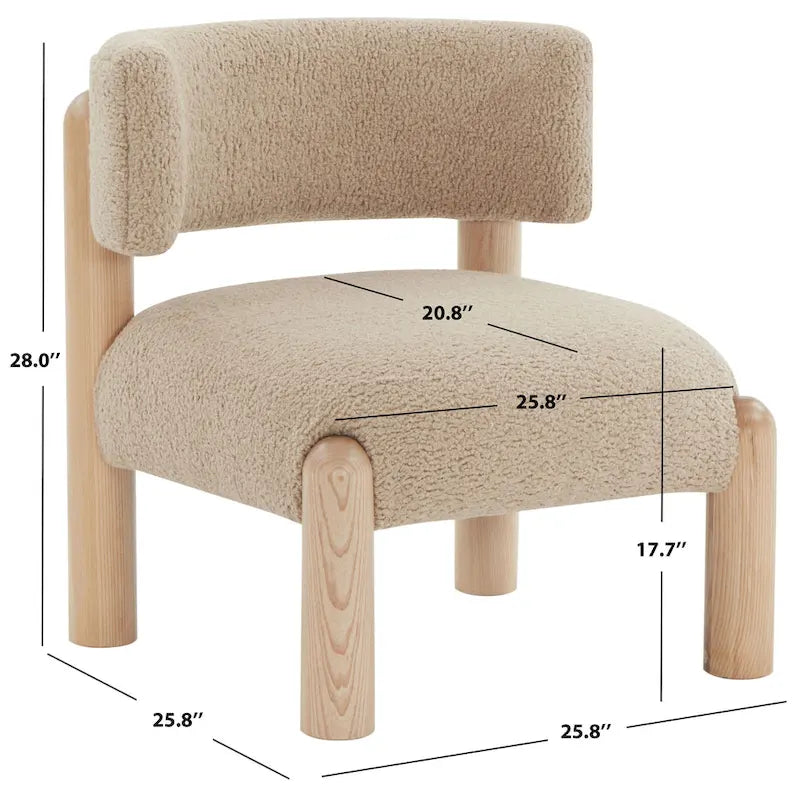 Sillón decorativo de borreguito sintético - 26 pulg. An. x 26 pulg. Prof. x 28 pulg. Al.