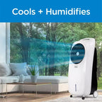 BLACK+DECKER Evaporative Air Cooler with LED Display, Remote Control, 2-Gallon Water Tank - Compact and Lightweight Design, White