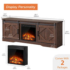 Mueble de TV para Chimenea, Estante, Centro de Entretenimiento estilo Rústico con Puertas Correderas de Granero