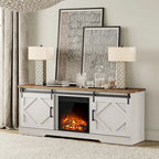 Mueble de TV para Chimenea, Estante, Centro de Entretenimiento estilo Rústico con Puertas Correderas de Granero