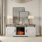 Mueble de TV para Chimenea, Estante, Centro de Entretenimiento estilo Rústico con Puertas Correderas de Granero