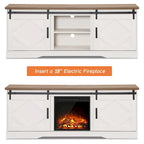 Mueble de TV para Chimenea, Estante, Centro de Entretenimiento estilo Rústico con Puertas Correderas de Granero