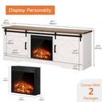 Mueble de TV para Chimenea, Estante, Centro de Entretenimiento estilo Rústico con Puertas Correderas de Granero
