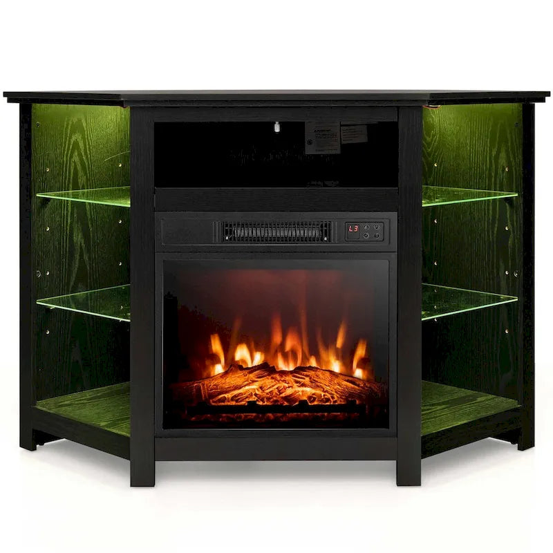 Mueble para TV con chimenea eléctrica y luces LED