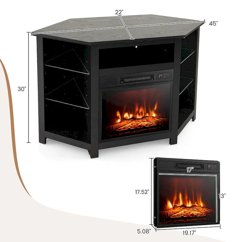Mueble para TV con chimenea eléctrica y luces LED
