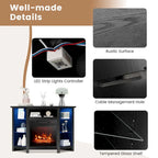 Mueble para TV con chimenea eléctrica y luces LED