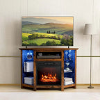 Mueble para TV con chimenea eléctrica y luces LED