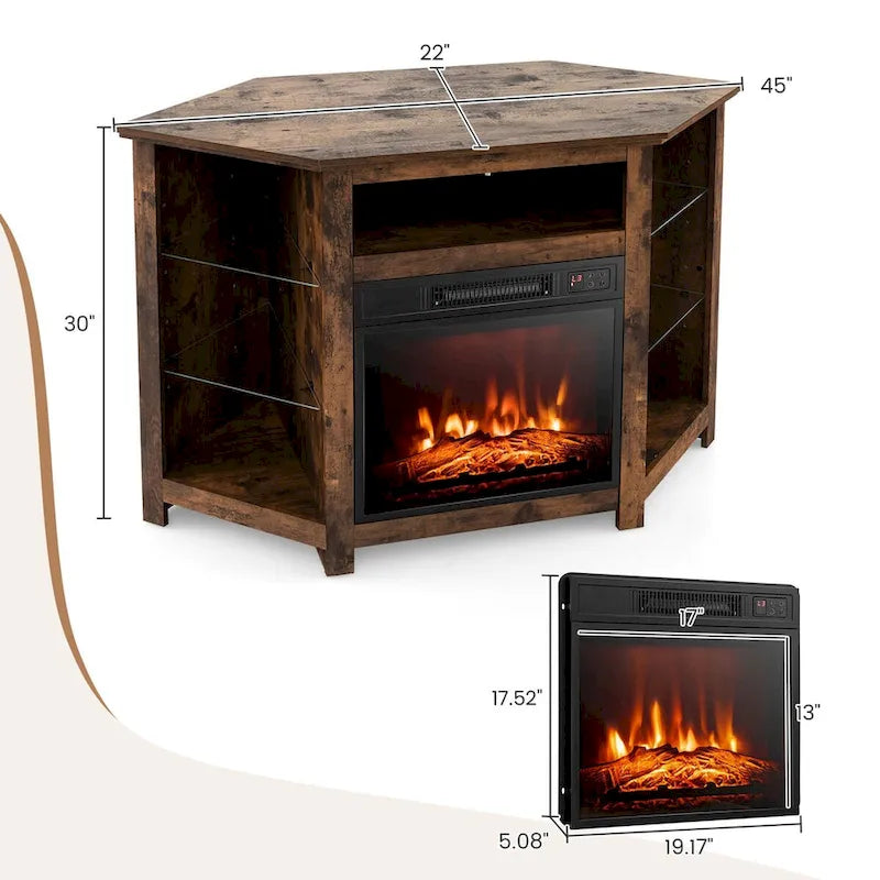 Mueble para TV con chimenea eléctrica y luces LED