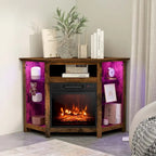 Mueble para TV con chimenea eléctrica y luces LED