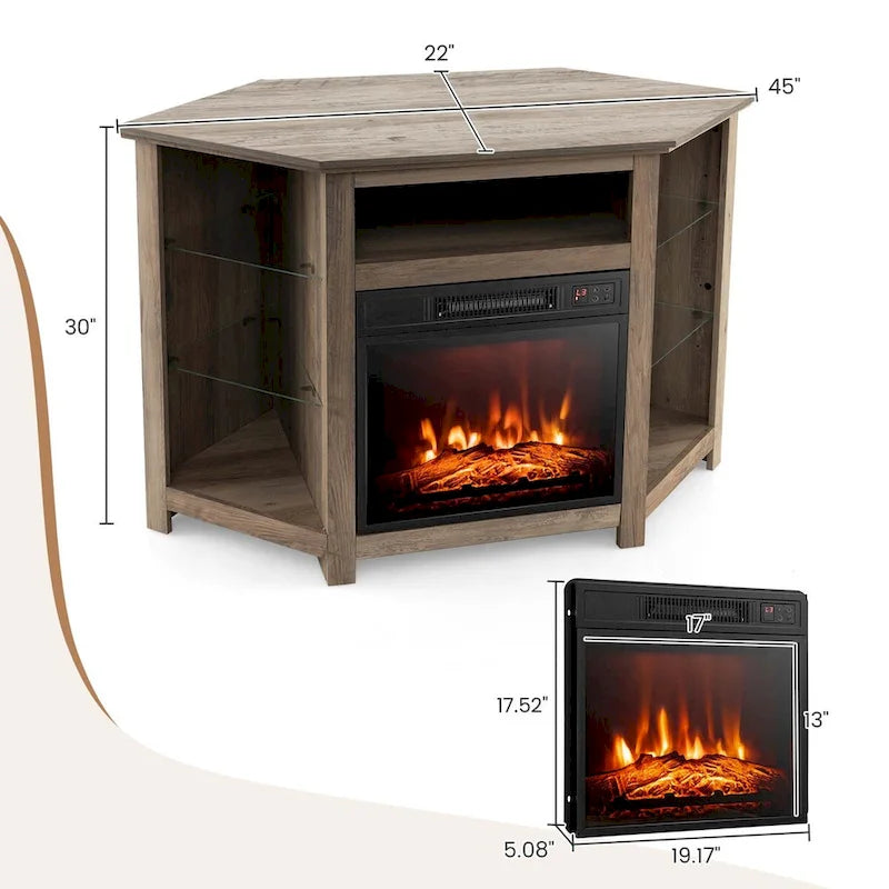 Mueble para TV con chimenea eléctrica y luces LED
