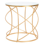 Mesa auxiliar con tope blanco/dorado - 20 x 20 x 21.2 - 20 An. x 20 Prof. x 21 Al.