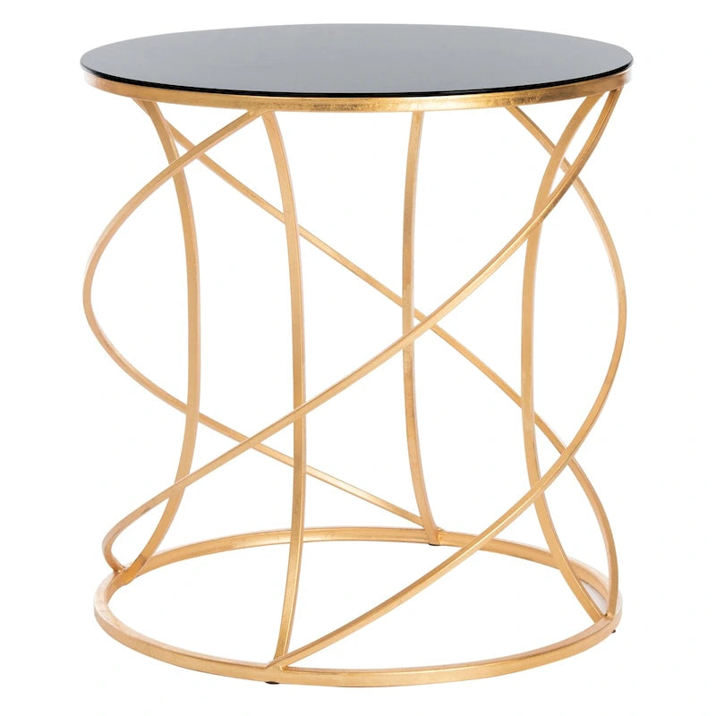 Mesa auxiliar con tope blanco/dorado - 20 x 20 x 21.2 - 20 An. x 20 Prof. x 21 Al.