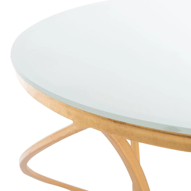 Mesa auxiliar con tope blanco/dorado - 20 x 20 x 21.2 - 20 An. x 20 Prof. x 21 Al.