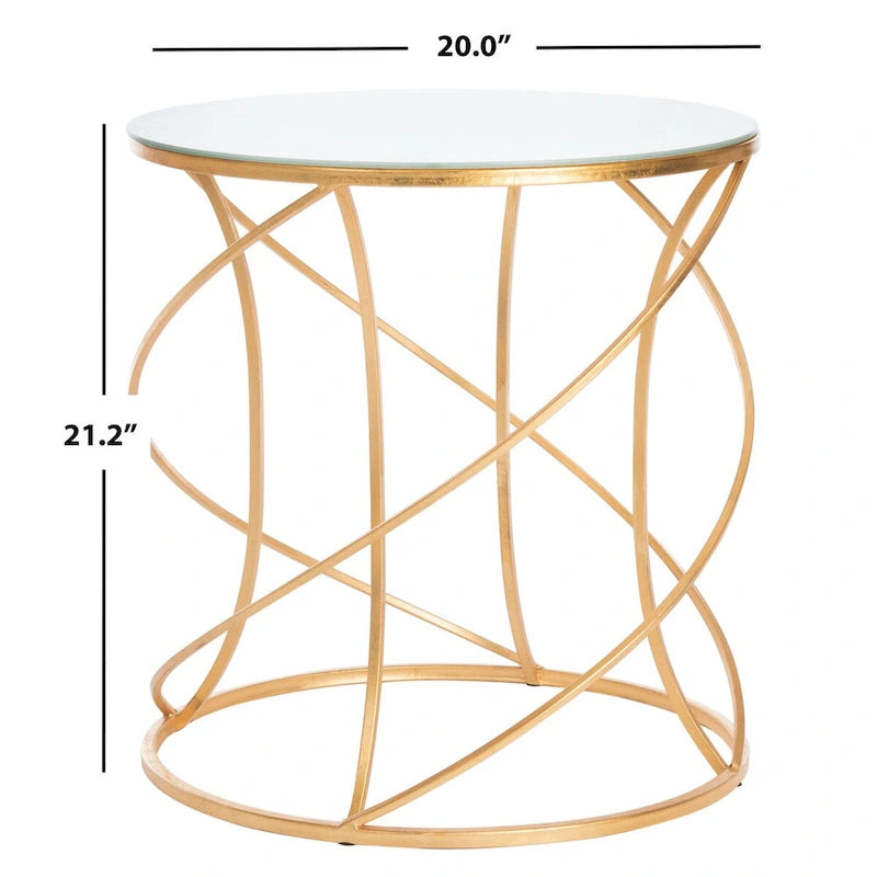 Mesa auxiliar con tope blanco/dorado - 20 x 20 x 21.2 - 20 An. x 20 Prof. x 21 Al.