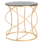 Mesa auxiliar con tope blanco/dorado - 20 x 20 x 21.2 - 20 An. x 20 Prof. x 21 Al.