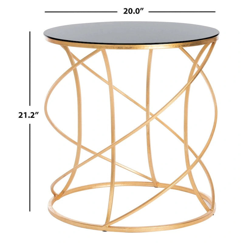 Mesa auxiliar con tope blanco/dorado - 20 x 20 x 21.2 - 20 An. x 20 Prof. x 21 Al.