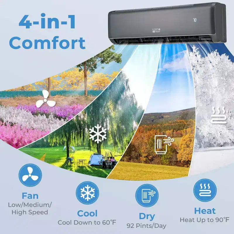 Costway 24000 BTU Wifi Enabled Mini Split Air Conditioner & Heater with Heat Pump