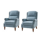 Sillón reclinable manual tradicional con brazos enrollados y patas de madera maciza