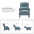 Sillón reclinable manual tradicional con brazos enrollados y patas de madera maciza