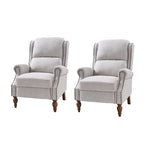 Sillón reclinable manual tradicional con brazos enrollados y patas de madera maciza