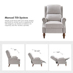 Sillón reclinable manual tradicional con brazos enrollados y patas de madera maciza