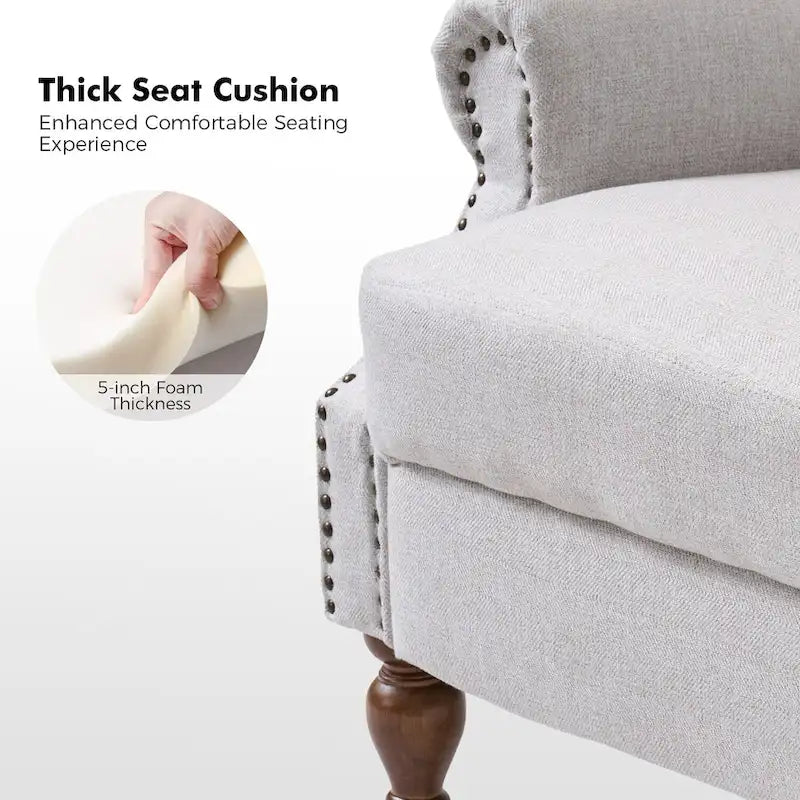 Sillón reclinable manual tradicional con brazos enrollados y patas de madera maciza