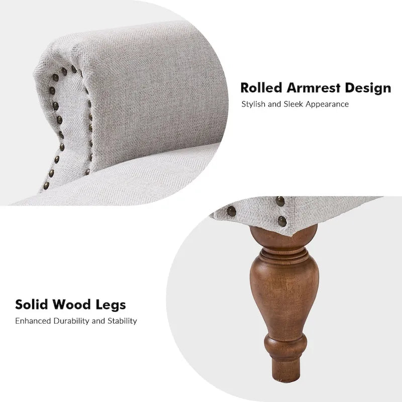 Sillón reclinable manual tradicional con brazos enrollados y patas de madera maciza