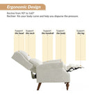 Sillón reclinable manual tradicional con brazos enrollados y patas de madera maciza