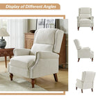 Sillón reclinable manual tradicional con brazos enrollados y patas de madera maciza