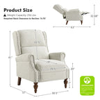 Sillón reclinable manual tradicional con brazos enrollados y patas de madera maciza